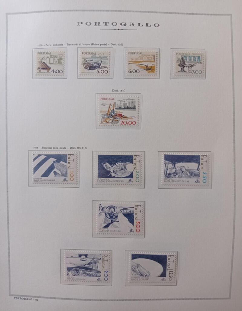 Francobolli Portogallo Anno 1978 Annata completa montata su Fogli Marini King usati (i fogli sono in omaggio)