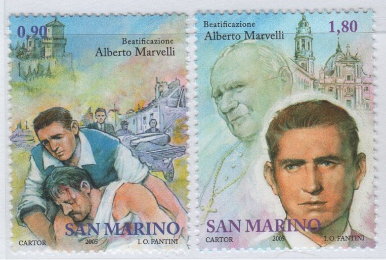 Francobolli San Marino Anno 2005 Beatificazione di Alberto Marvelli