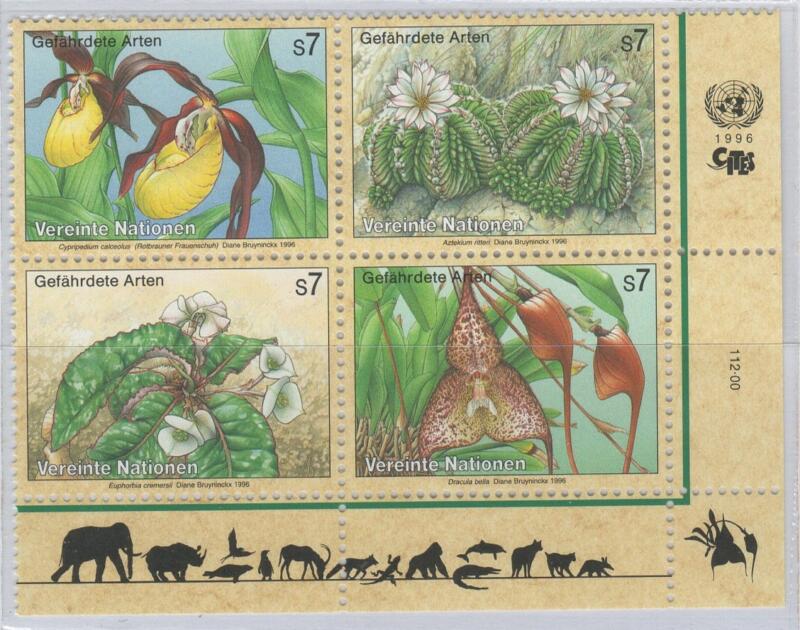 Francobolli Nazioni Unite – ONU Ufficio di Vienna Anno 1996 Protezione della natura Specie vegetali in pericolo d'estinzione Quarta serie