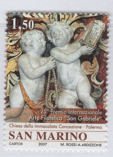 Francobollo San Marino Anno 2007 25esima edizione del Premio internazionale di filatelia religiosa