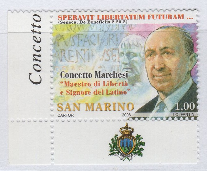 Francobollo San Marino Anno 2008 Maestri di libertà Prima serie 130esimo anniversario della nascita di Concetto Marchesi