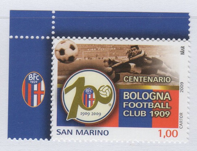 Francobollo San Marino Anno 2009 Centenario del Bologna Football Club