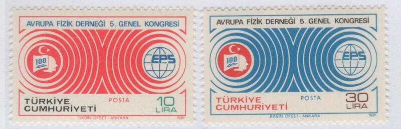 Francobolli Turchia Anno 1981 Quinto Congresso generale della Società europea di fisica Istanbul
