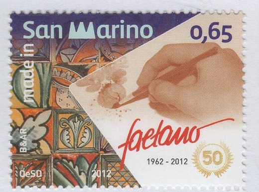 Francobollo San Marino Anno 2012 Made in San Marino Cinquantenario della Ceramica Faetano