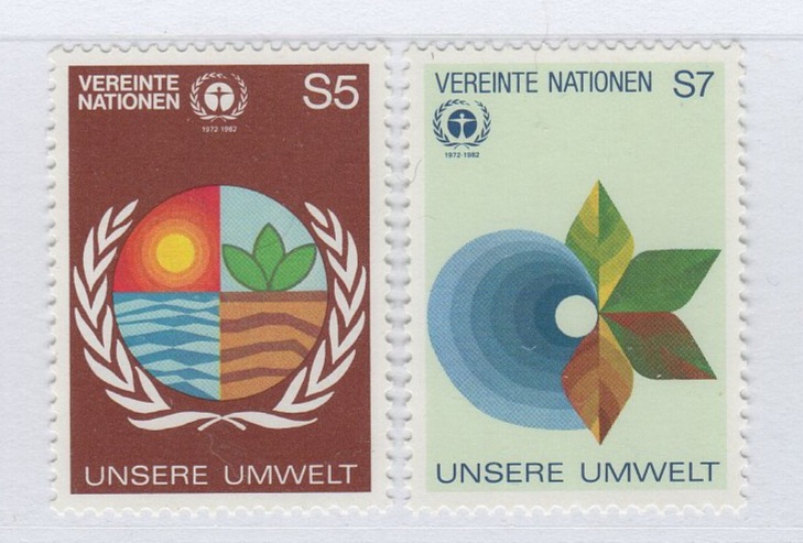 Francobolli Nazioni Unite – ONU Ufficio di Vienna Anno 1982 Decimo anniversario della Conferenza sulla conservazione dell'Ambiente