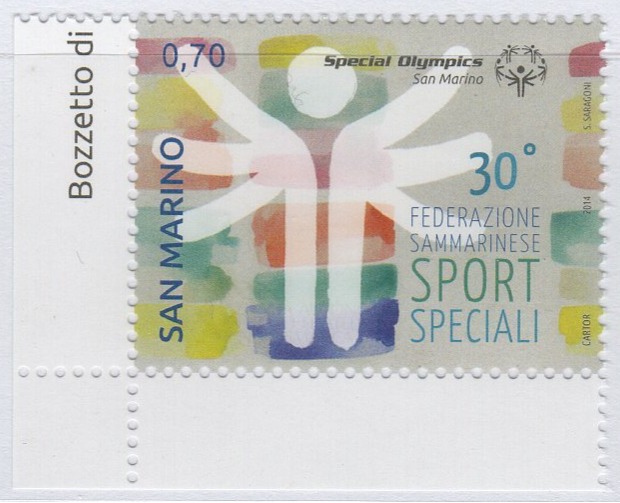 Francobollo San Marino Anno 2014 30esimo anniversario della Federazione Sammarinese Sport Speciali per Disabili
