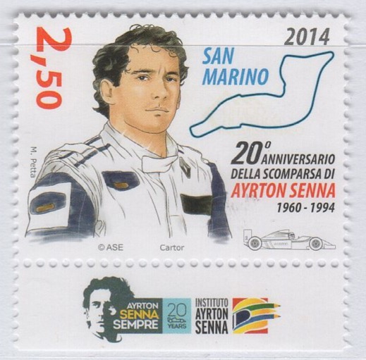 Francobollo San Marino Anno 2014 20esimo anniversario della morte di Ayrton Senna