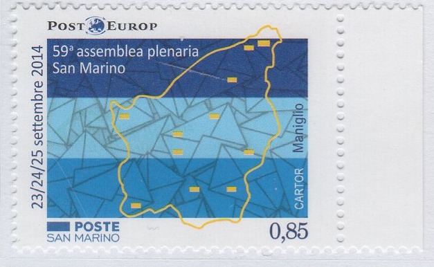 Francobollo San Marino Anno 2014 59esima assemblea plenaria di PostEurop