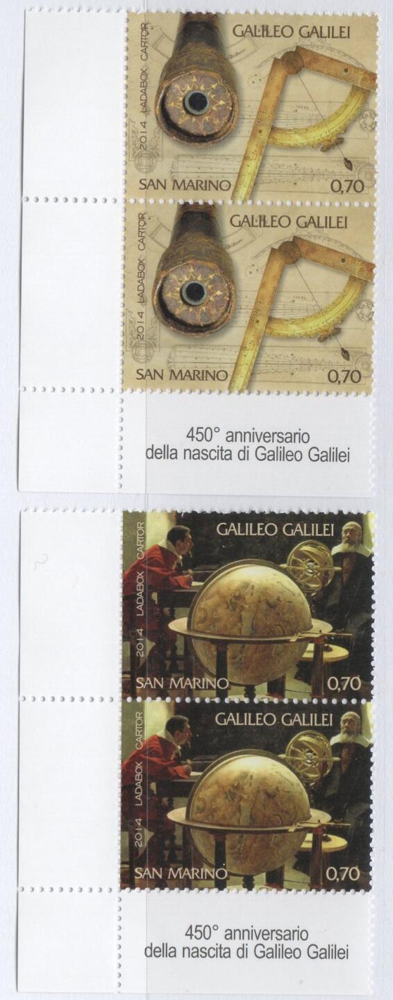 Coppie Francobolli San Marino Anno 2014 450esimo anniversario della nascita di Galileo Galilei