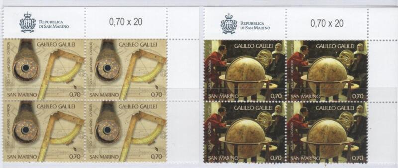 Quartine Francobolli San Marino Anno 2014 450esimo anniversario della nascita di Galileo Galilei