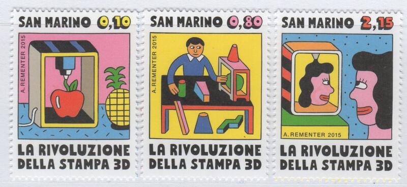 Francobolli San Marino Anno 2015 La rivoluzione della stampa 3D