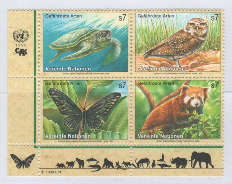 Francobolli Nazioni Unite – ONU Ufficio di Vienna Anno 1998 Protezione della natura Animali in pericolo di estinzione Sesta serie