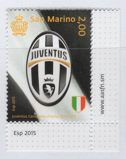 Francobollo San Marino Anno 2015 Juventus Campione d'Italia 2014-2015
