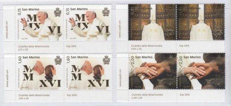 Coppie dei Francobolli San Marino Anno 2016 Giubileo della Misericordia