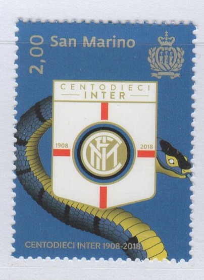 Francobollo San Marino Anno 2018 Centodecimo anniversario dell'Inter