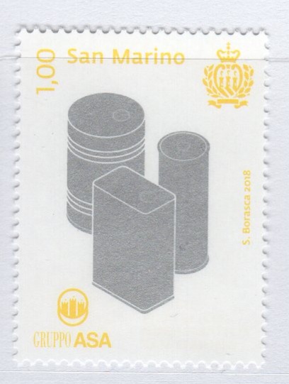 Francobollo San Marino Anno 2018 Made in San Marino Gruppo ASA