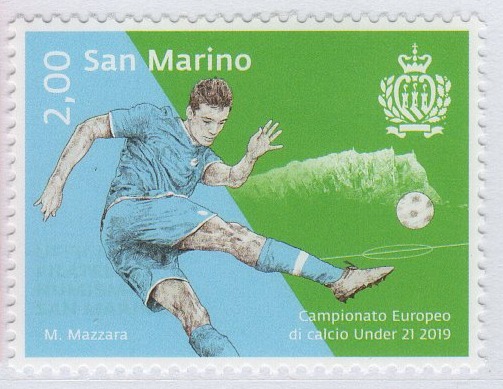 Francobollo San Marino Anno 2019 Campionato europeo di calcio Under 21