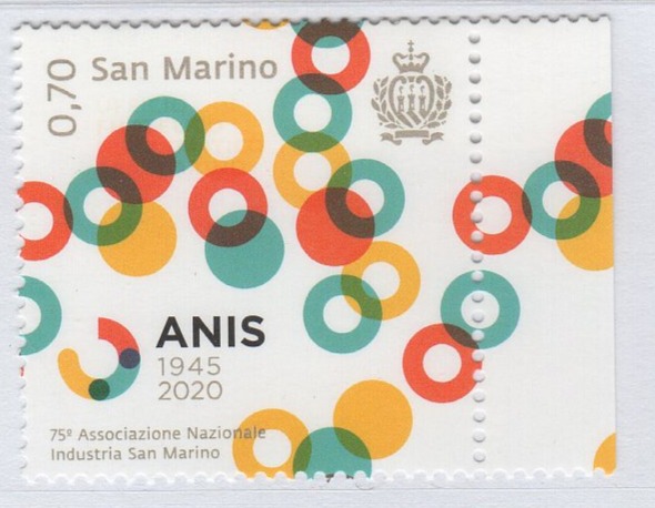 Francobollo San Marino Anno 2020 75esimo anniversario dell'Associazione Nazionale Industria di San Marino