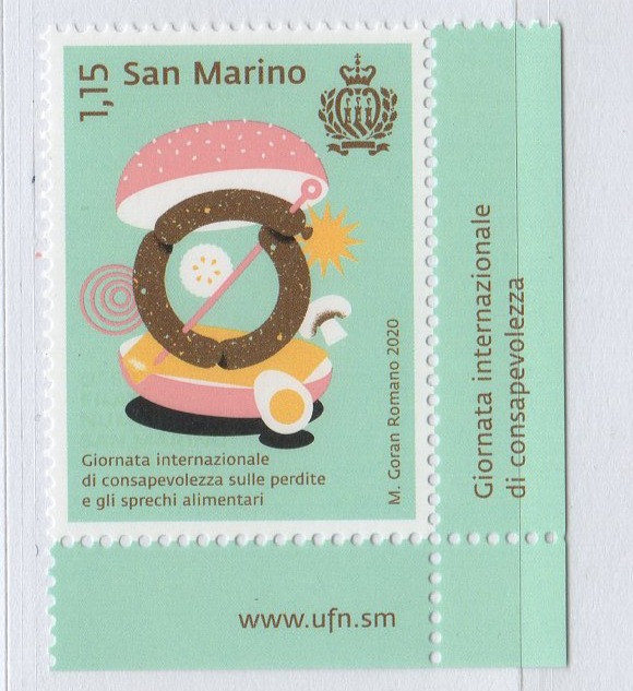 Francobollo San Marino Anno 2020 Giornata internazionale di consapevolezza sulle perdite e gli sprechi alimentari