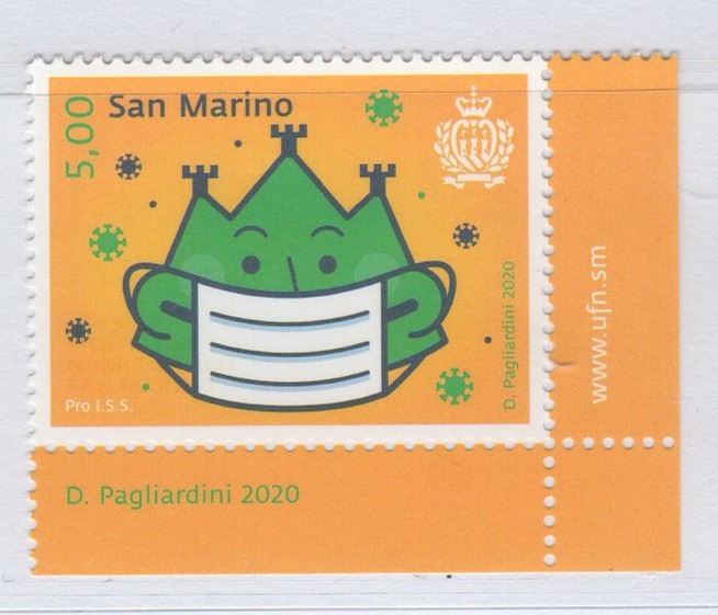Francobollo San Marino Anno 2020 Pro ISS Istituto per la Sicurezza Sociale di San Marino