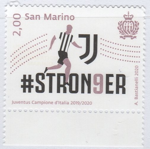 Francobollo San Marino Anno 2020 Juventus Campione d'Italia 2019-2020