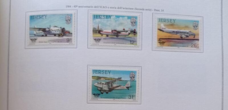 Francobolli Jersey Anno 1984 Storia dell'aviazione