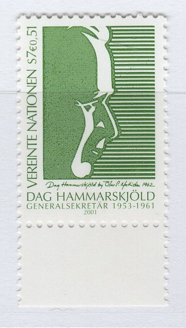 Francobollo Nazioni Unite – ONU Ufficio di Vienna Anno 2001 40esimo anniversario della morte di Dag Hammarskjold