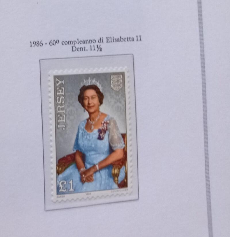 Francobollo Jersey Anno 1986 60esimo compleanno della Regina Elisabetta II