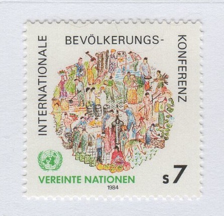 Francobollo Nazioni Unite – ONU Ufficio di Vienna Anno 1984 Conferenza internazionale sulla popolazione