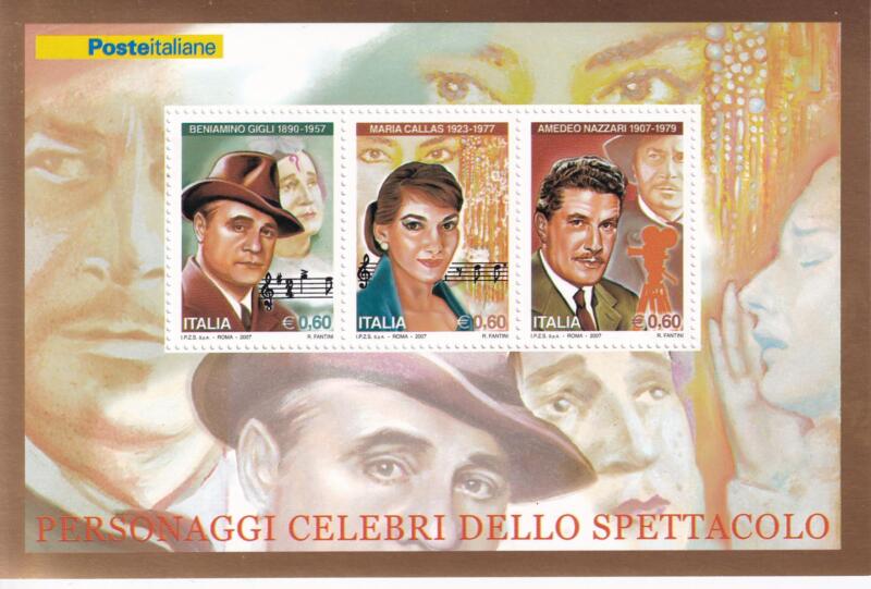 Foglietto Italia Anno 2007 Personaggi celebri dello spettacolo