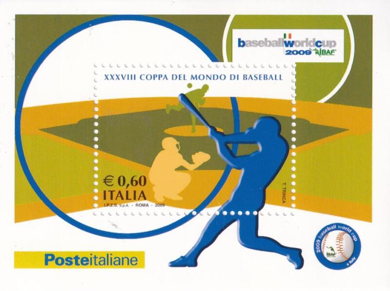 Foglietto Italia Anno 2009 Lo sport italiano Coppa del mondo di Baseball