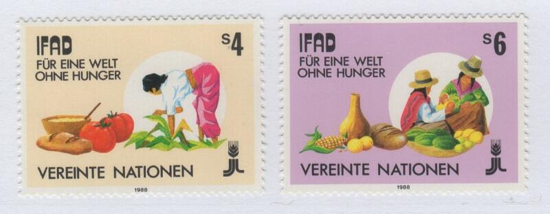 Francobolli Nazioni Unite – ONU Ufficio di Vienna Anno 1988 Fondo Internazionale per lo Sviluppo dell'Agricoltura FIDA