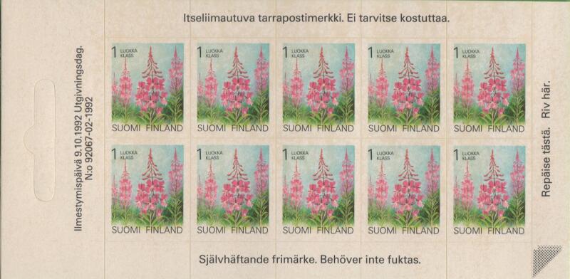 Minifoglio Finlandia Anno 1992 Piante e fiori delle province finlandesi Autoadesivo