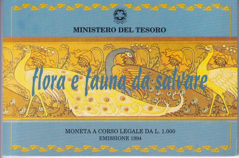 Moneta Italia  Anno 1994 Flora e Fauna da salvare