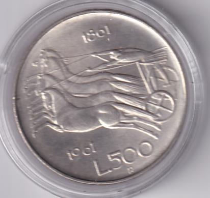 Moneta Italia Anno 1961 Centenario Unità d’Italia Lire 500 Argento