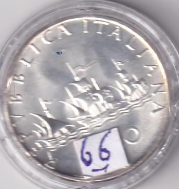 Moneta Italia Anno 1966 Lire 500 Argento