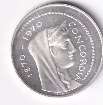 Moneta Italia Anno 1970 Lire 1.000 CONCORDIA Argento