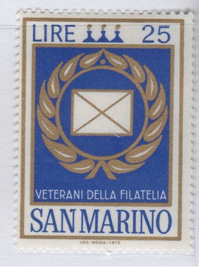 Francobollo San Marino Anno 1972 Ruolo dei veterani della filatelia italiana