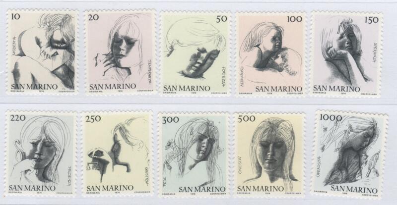 Francobolli San Marino Anno 1976 Le virtù civili Prima serie