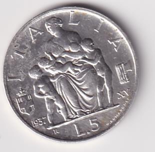 Moneta Regno d'Italia VITTORIO EMANUELE  III RE D’ITALIA E IMPERATORE - ITALIA  Lire 5   1937  XV