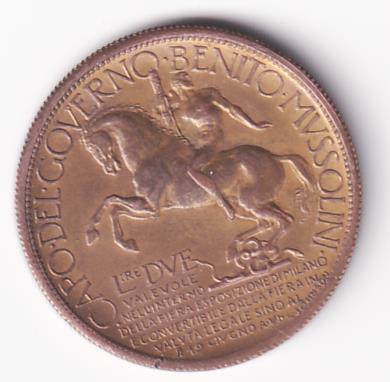 Buono da Lire 2 Esposizione di Milano REGNANDO VITTORIO EMANUELE  III  1928 CAPO DEL GOVERNO BENITO MUSSOLINI - immagine 2