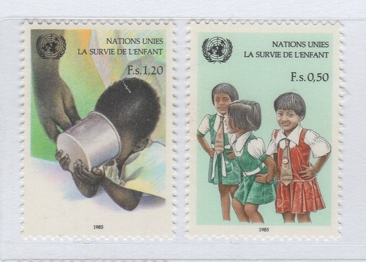 Francobolli Nazioni Unite - ONU Ufficio di Ginevra Anno 1985 Sopravvivenza infantile