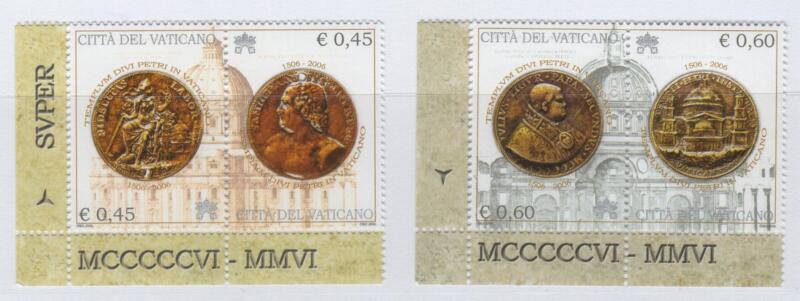 Francobolli Vaticano Anno 2006 Quinto centenario dell'inizio dei lavori di ampliamento della Basilica di San Pietro