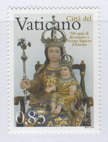 Francobollo Vaticano Anno 2009 700 anni di Devozione a Nostra Signora d'Europa - Emissione congiunta con Gibilterra