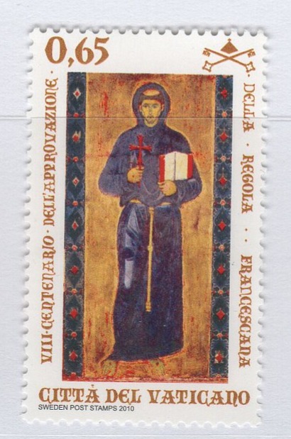 Francobollo Vaticano Anno 2010 Ottavo centenario dell'approvazione della Regola francescana