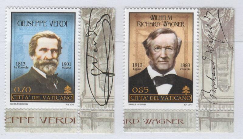 Francobolli Vaticano Anno 2013 Bicentenario della nascita di Giuseppe Verdi e di Richard Vagner