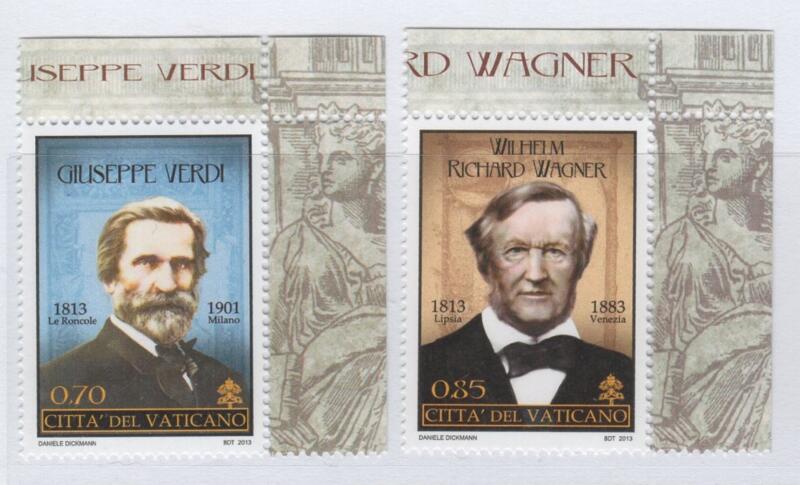 Francobolli Vaticano Anno 2013 Bicentenario della nascita di Giuseppe Verdi e di Richard Vagner