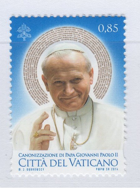 Francobollo Vaticano Anno 2014 Canonizzazione di Papa Giovanni Paolo II - Emissione congiunta con la Polonia