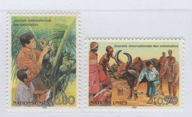 Francobolli Nazioni Unite - ONU Ufficio di Ginevra Anno 1988 Giornata internazionale dei volontari