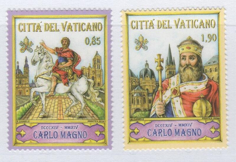 Francobolli Vaticano Anno 2014 12esimo centenario della morte di Carlo Magno